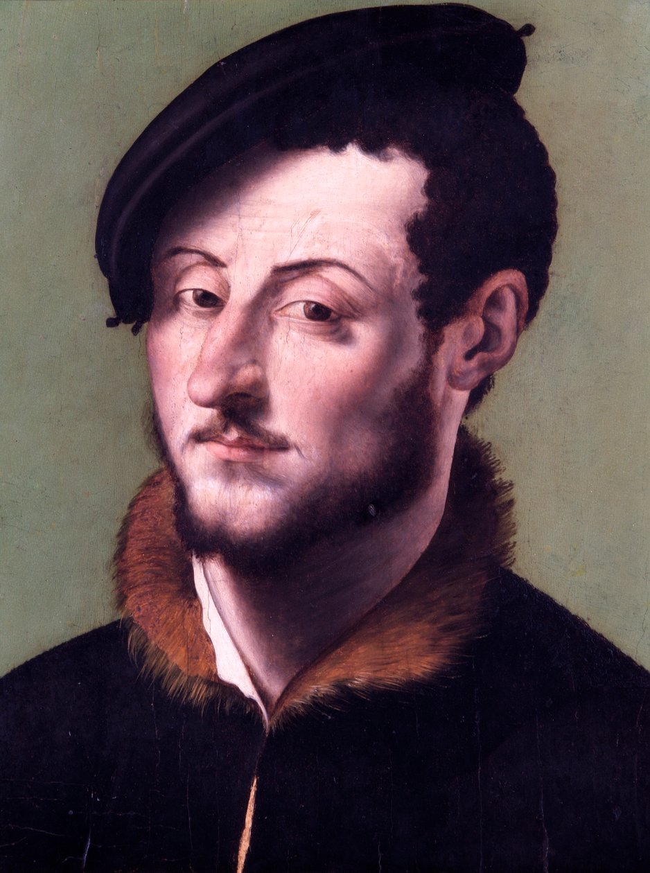 Portrett av en mann (olje på poppelpanel) av School Italian