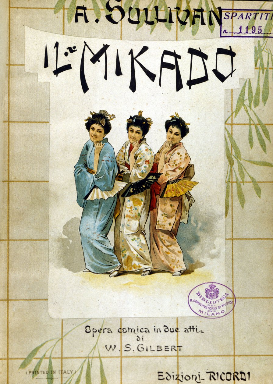 Score av ""Mikado"" av Gilbert og Sullivan. Bibl. ved musikkonservatoriet, Milano. av School Italian