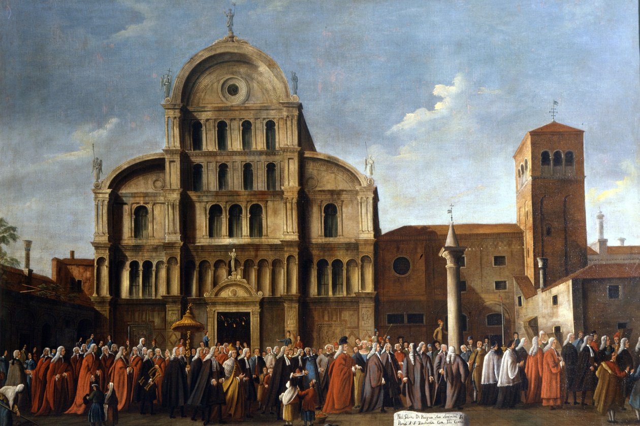 Venezia. Dogebesøk til Saint Zaccharia for påskefesten. Venezia, Pinacoteca Querini - Stampalia. av School Italian