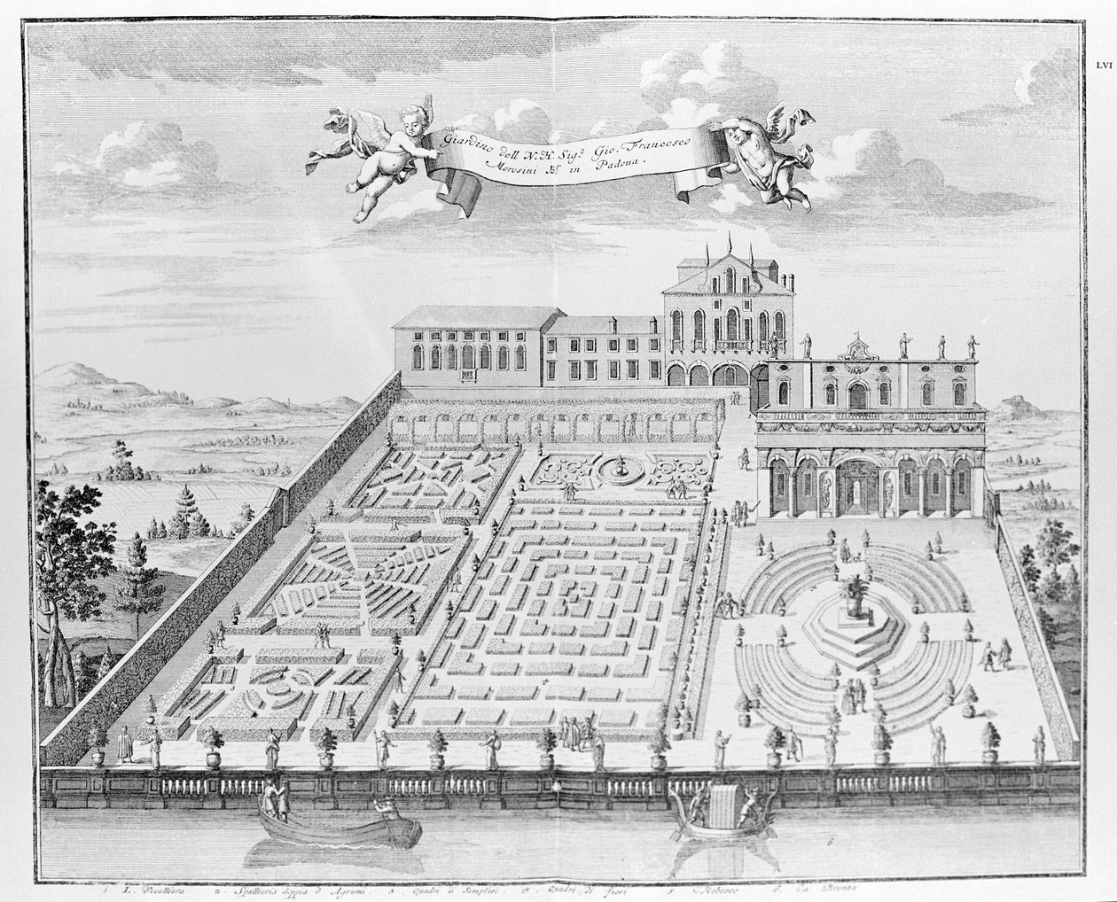 Villa Papafava fra "Villaer, hager og landskap i Venezia" av A. Volkamer (gravering) av School Italian