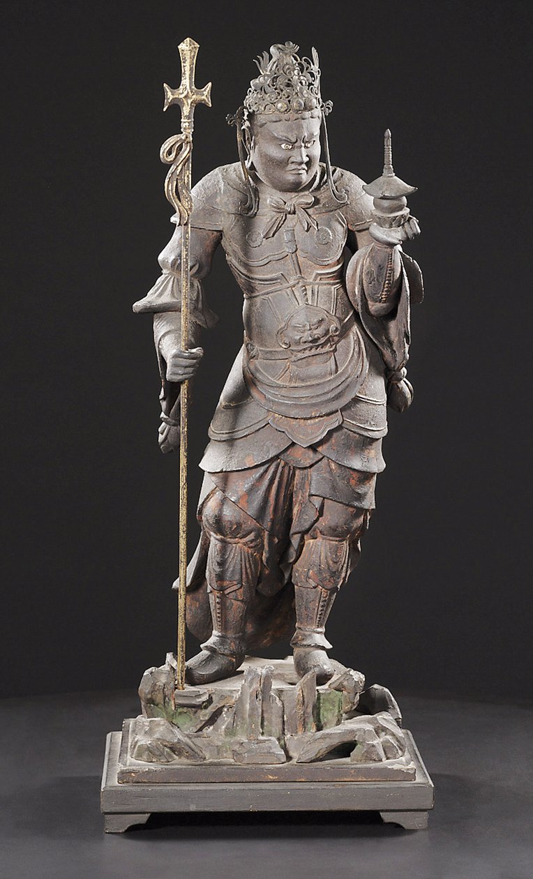 Bishamonten, Kamakura-perioden (tre, metall, bladgull og pigment) av Japanese School