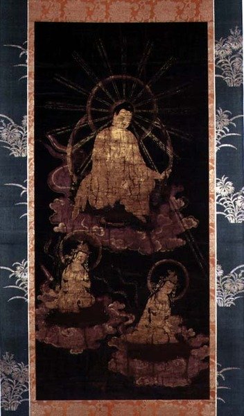 Buddha og Bodhisattvas, Muromachi-perioden (1393-1573) (maleri på silke) av School Japanese