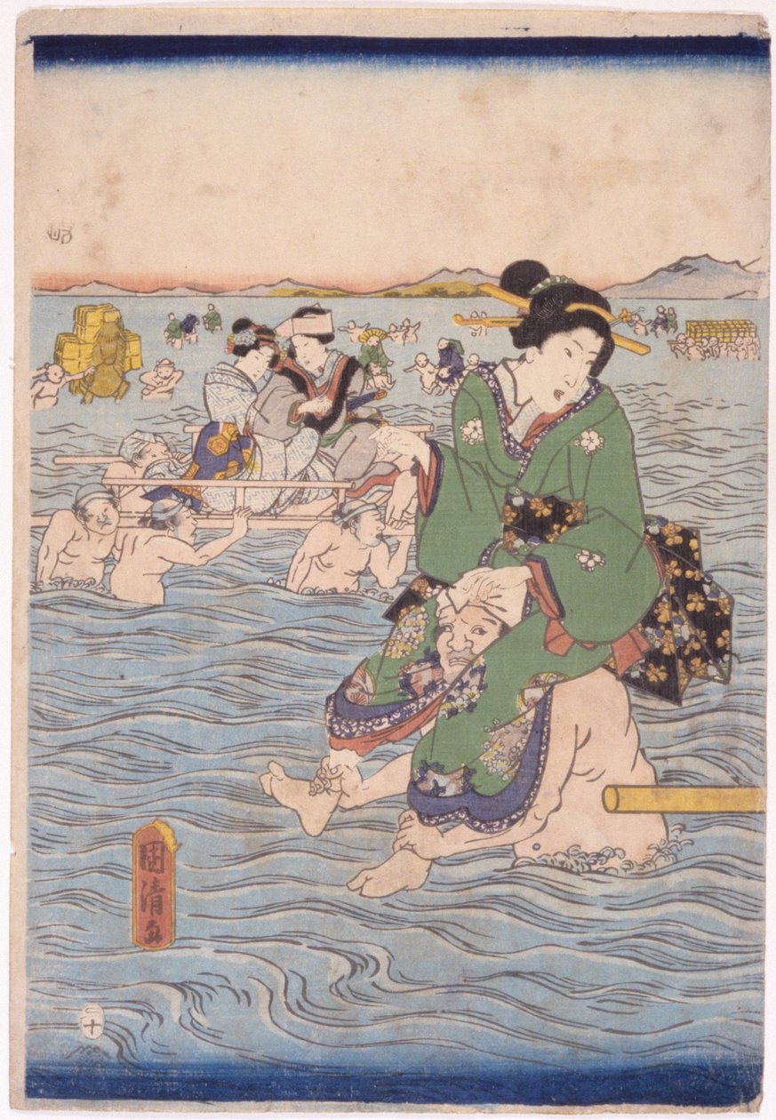 Båret over elven (fargetresnitt) av School Japanese