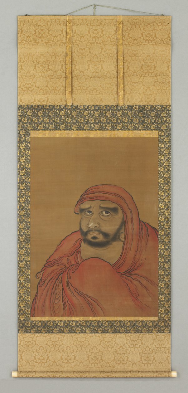 Stort hode med draperi (av Daruma) (hengende rulle) av Japanese School