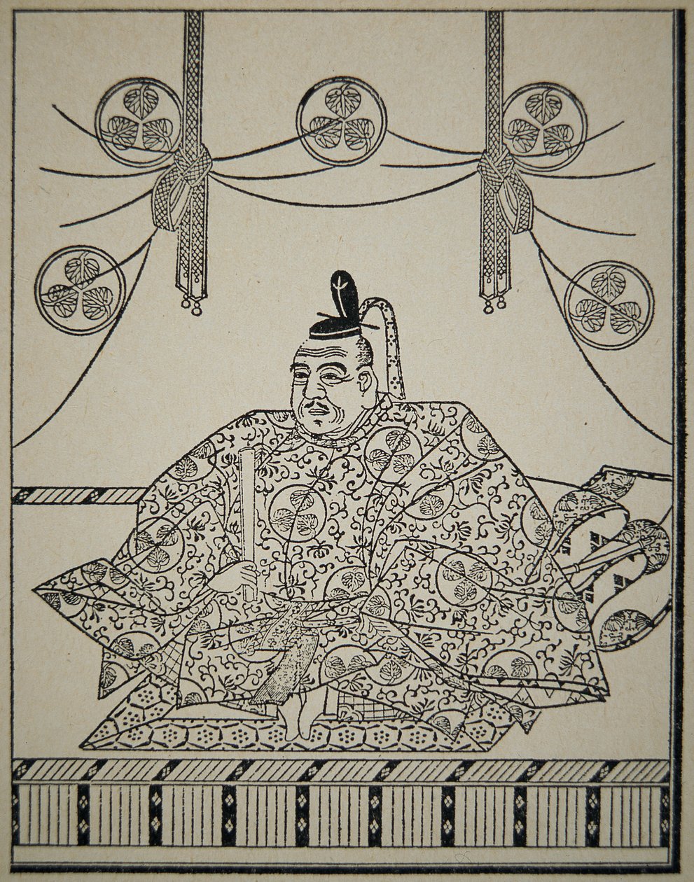 Portrett av Shogun Tokugawa Ieyasu i rettskjole av School Japanese