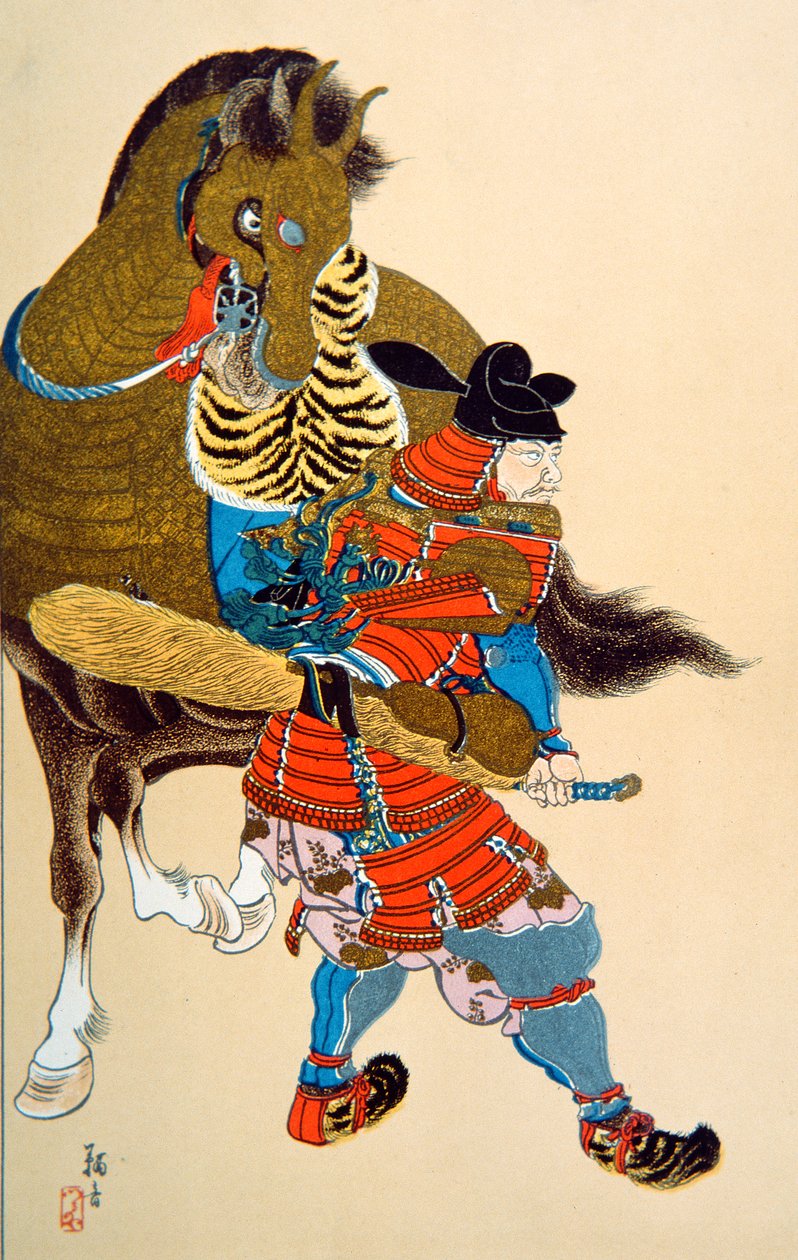 Toyotomi Hideyoshi (farge litho) av School Japanese
