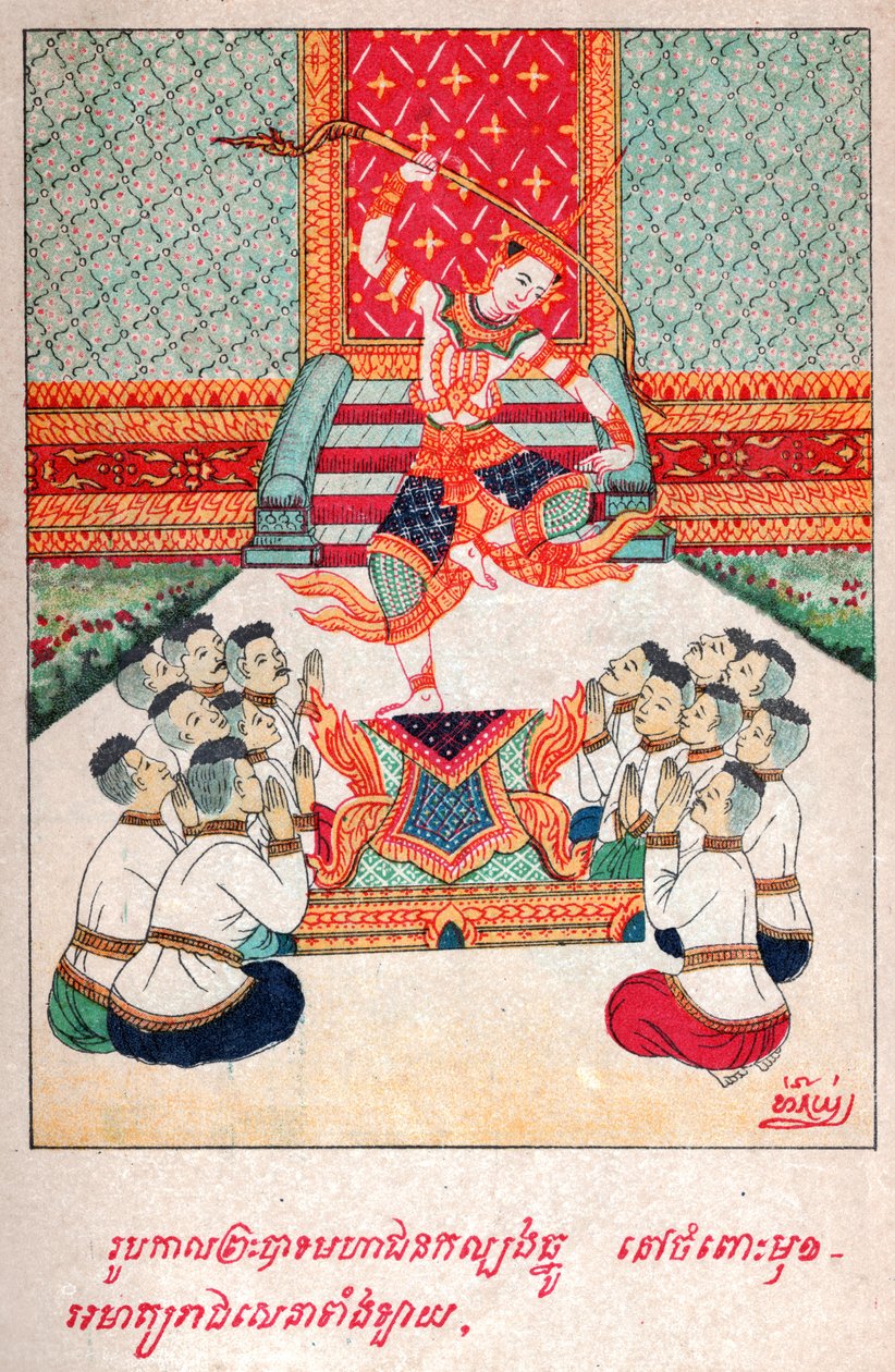 Mahajanaka Jataka. ca. 1910 av School Laotian