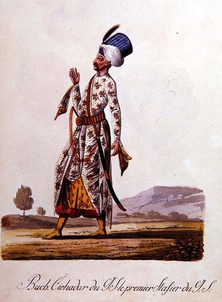Sultan, fra album med tyrkiske kostymer, sent på 1700-tallet av School Levantine