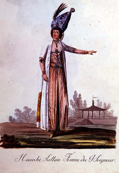 Sultanens kone, fra et album med tyrkiske kostymer, sent på 1700-tallet (akvarell) av School Levantine