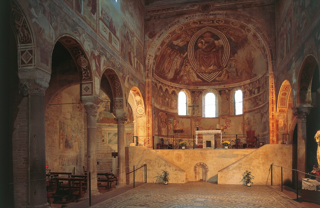 Italia, Emilia Romagna-regionen, Ferrara-provinsen, Pomposa Abbey, apsis med fresker av R. and Smith Simkin