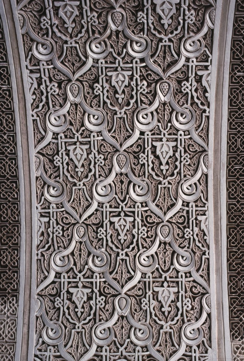 Detalj av en bue (stucco) av School Moroccan