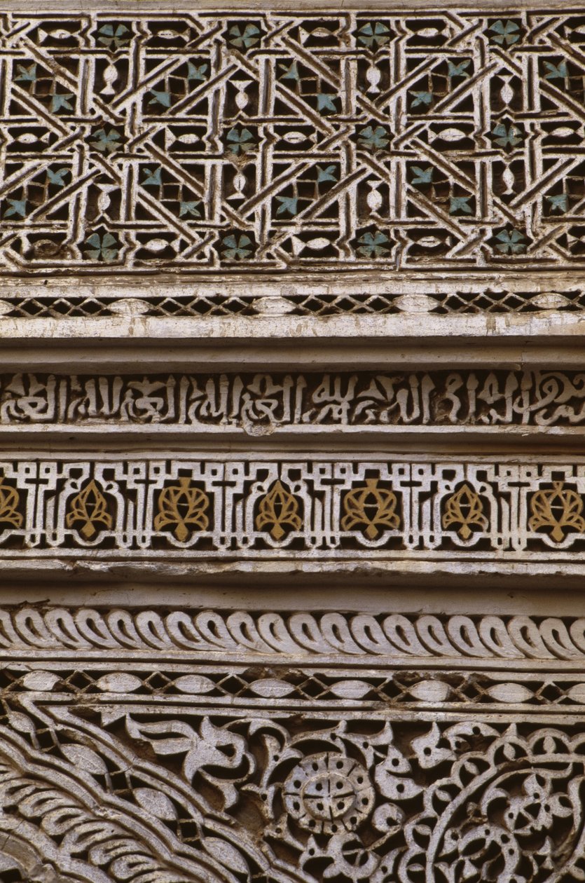 Detalj av inngangsporten til den store moskeen (stukk) av School Moroccan