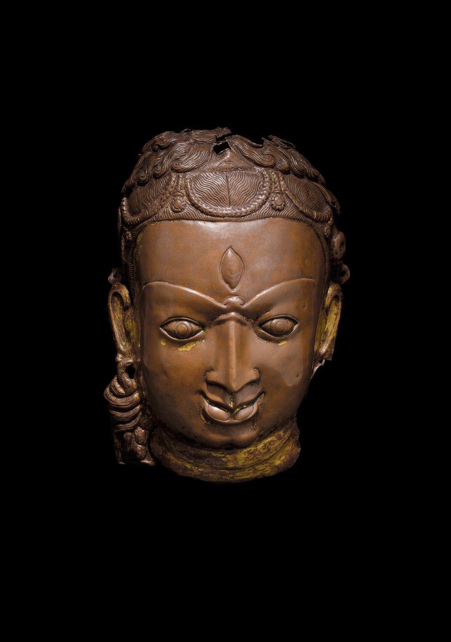 Repouse maske av Shiva, ca. 1000-tallet (kobber) av School Nepalese