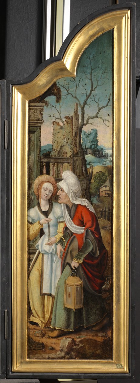 Tilbedelse av hyrdene (venstre panel av en triptyk) av School Netherlandish