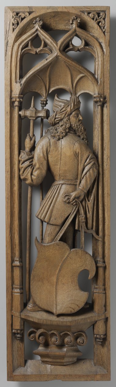 Panel fra en orgelkasse, ca. 1510-20 (eik med spor av polykrom) av School Netherlandish