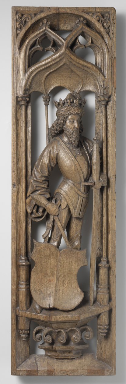 Panel fra en orgelkasse, ca. 1510-20 (eik med spor av polykrom) av School Netherlandish