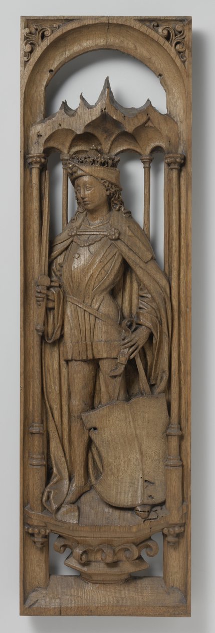 Panel fra en orgelkasse, ca. 1510-20 (eik med spor av polykrom) av School Netherlandish