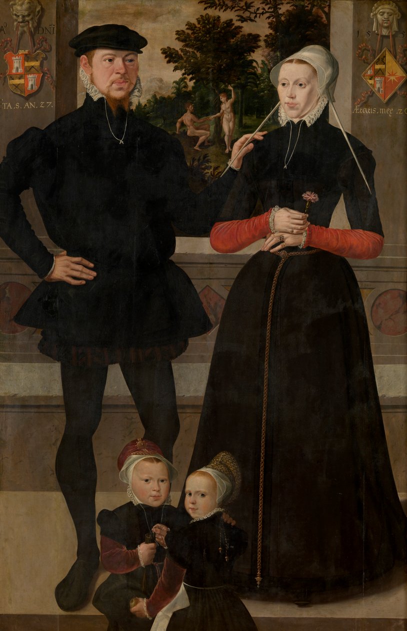 Portrett av en familie av School Netherlandish