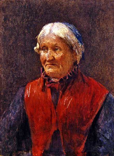 En eldre kvinne (pastell på papir) av School Newlyn