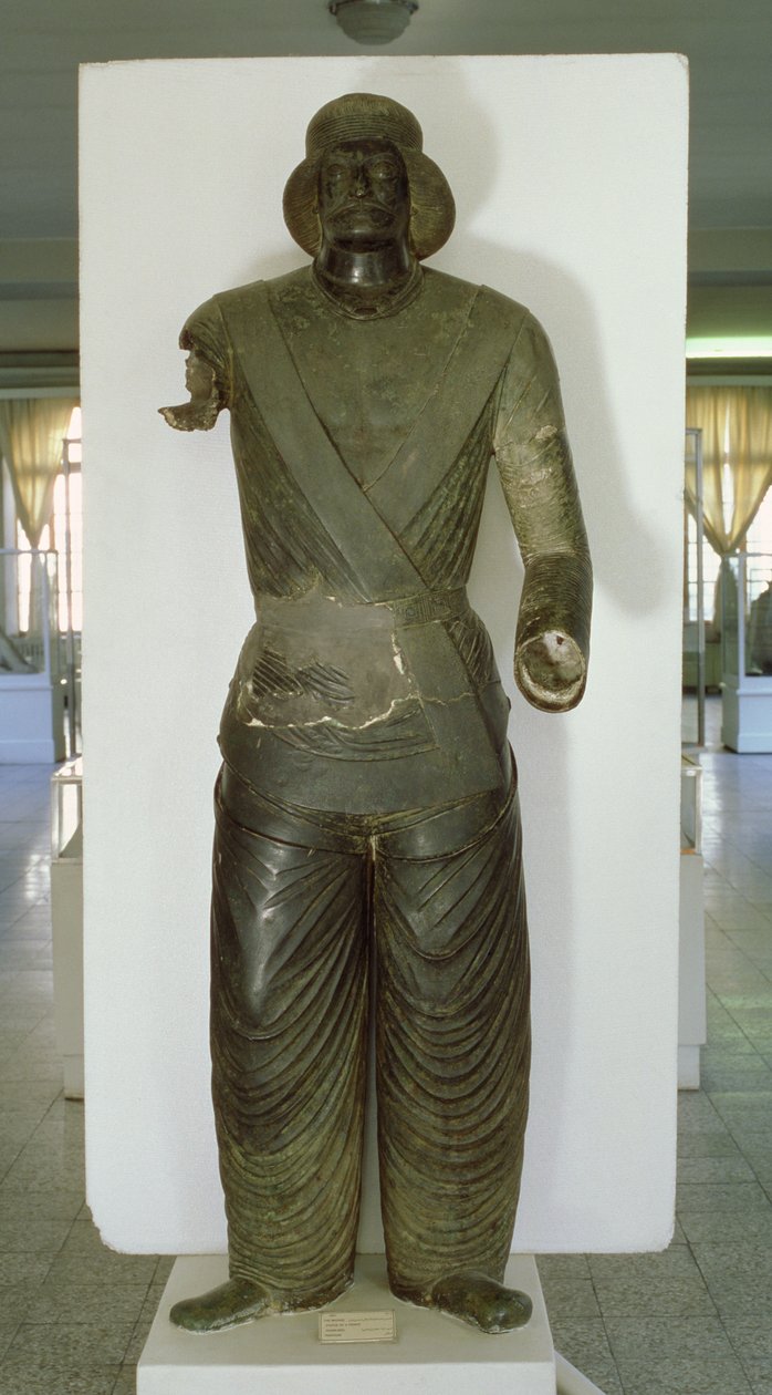 Naturlig størrelse statue av en parthisk prins, fra Sham-Izeh, Malamir, Iran, ca. 50 f.Kr.-150 e.Kr. (støpt bronse) av School Parthian