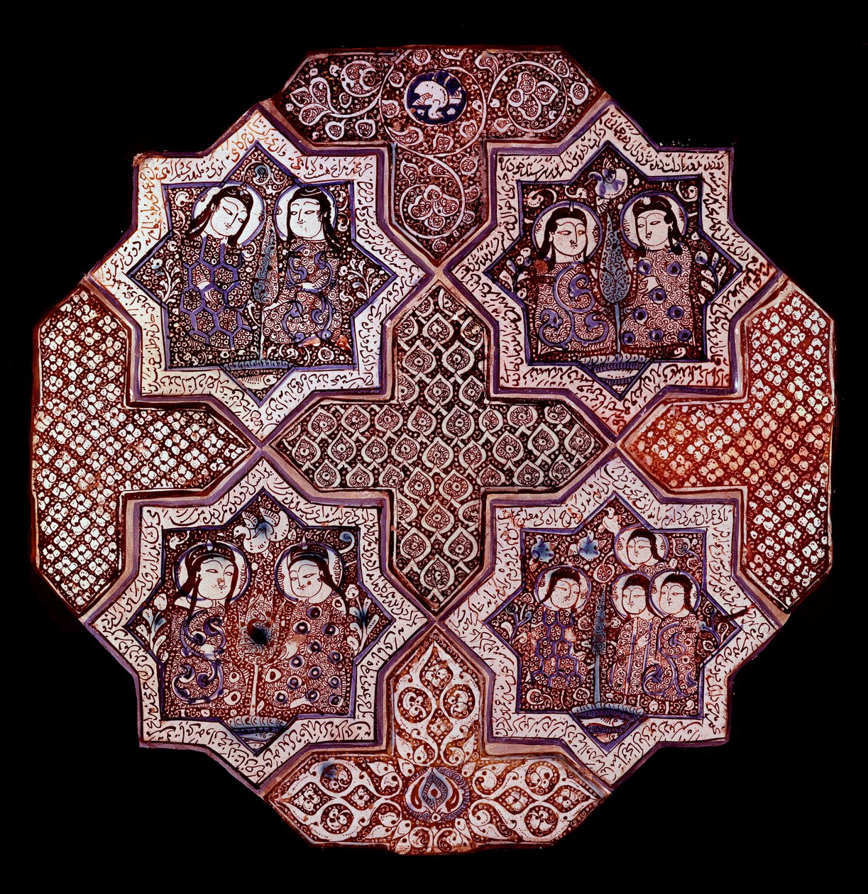 Persisk kunst: fragment av et veggfajansepanel, fra Damghan. Washington. Kunstmuseum av School Persian