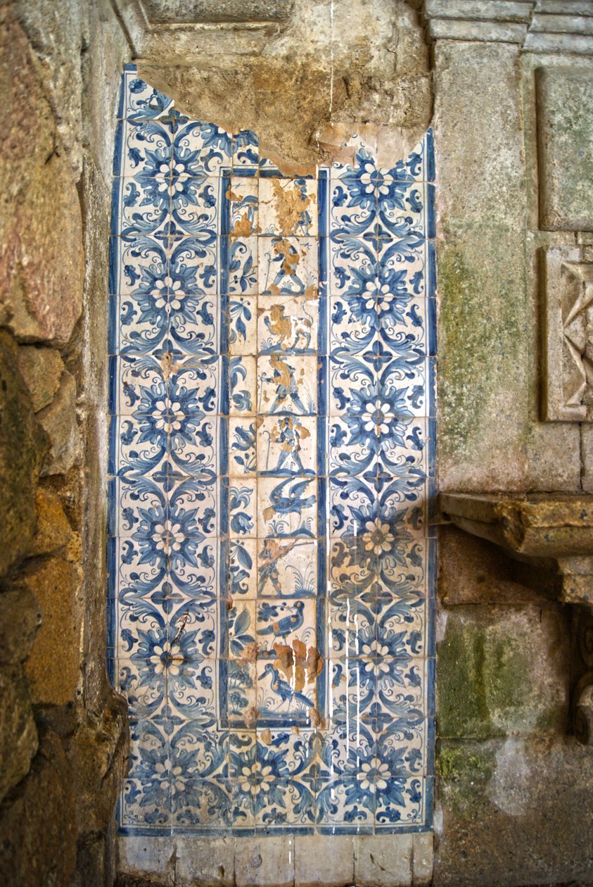 Panel som viser jaktscener, Tarouca, Portugal (keramiske fliser) av School Portuguese