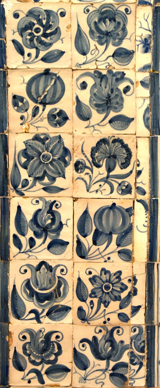 Panel som viser forskjellige arter av blomster, Tarouca, Portugal (keramiske fliser) av School Portuguese