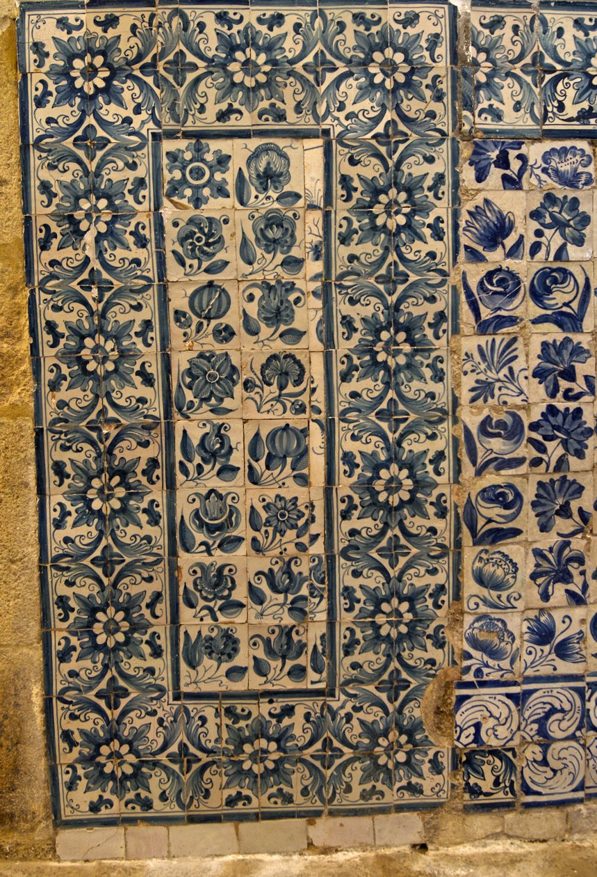 Panel som viser forskjellige arter av blomster, Tarouca, Portugal (keramiske fliser) av School Portuguese