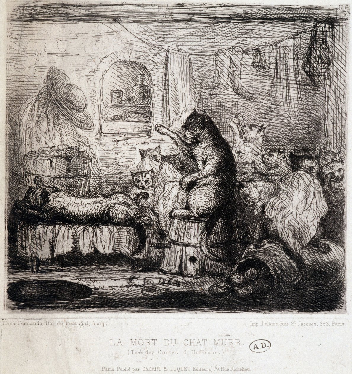 The Death of the Cat Murr (fra Hoffmanns fortellinger) - Tegning, Portugal av School Portuguese