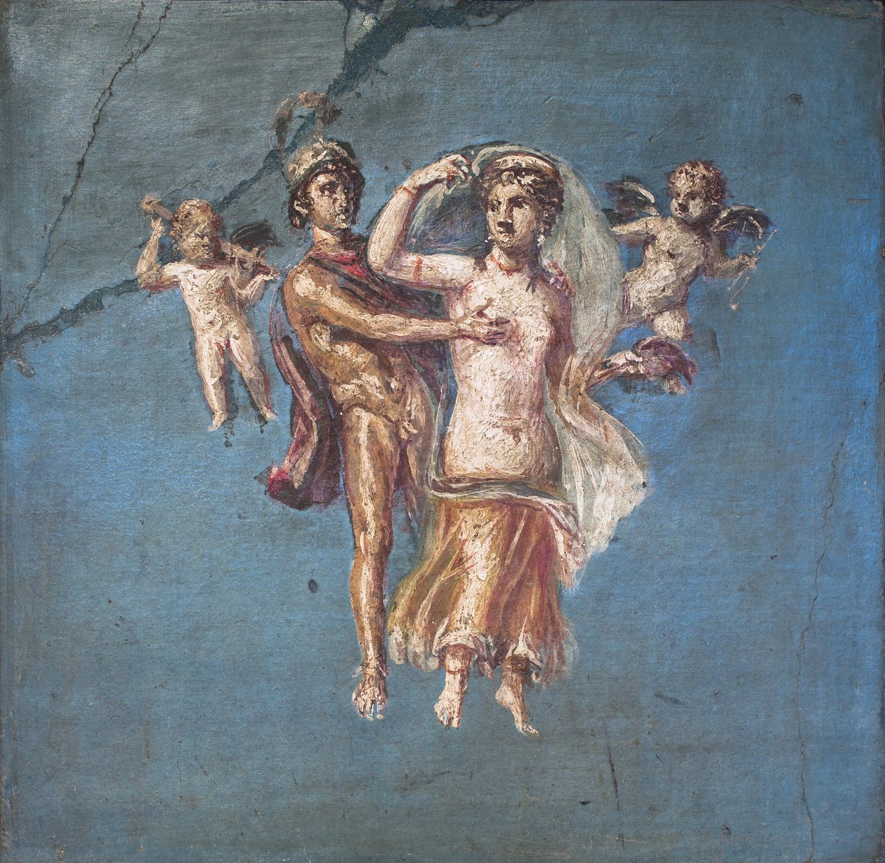 Mars og Venus på blå bakgrunn, Herculaneum av School Roman