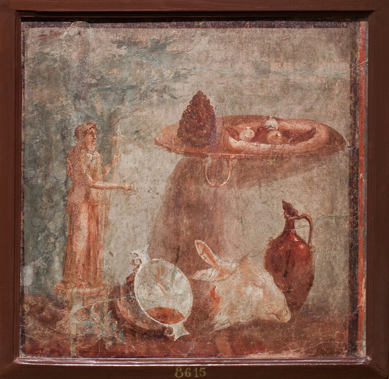 Statue av Dionysos, geitehode og frukt, Herculaneum av School Roman