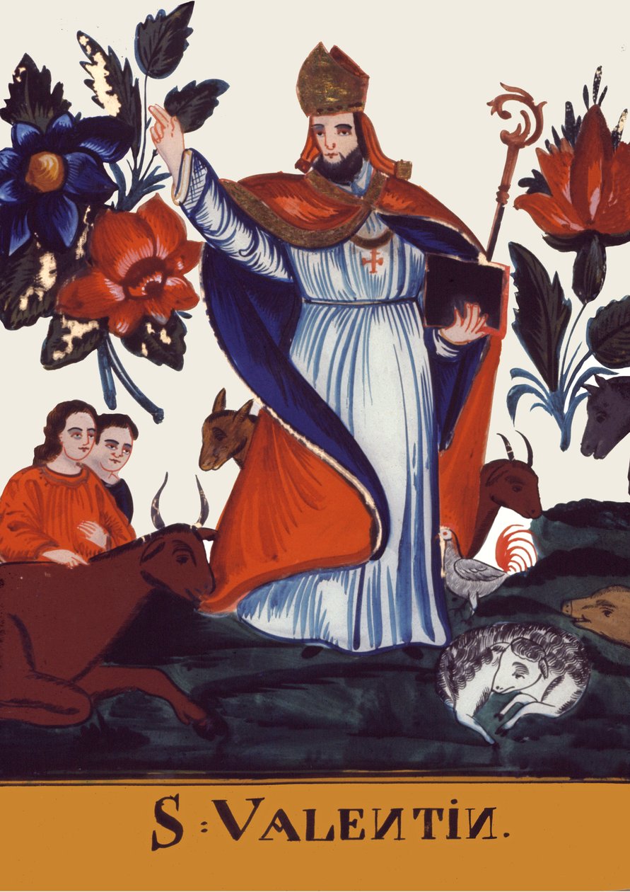 Valentinsdag. Valentinsdag. (Glassmaleri, 2. halvdel av 1800-tallet) av School Romanian
