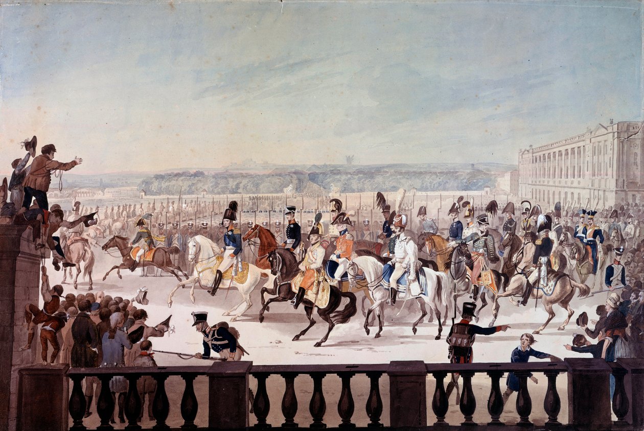 Alexandre I (1777-1825) på Paris Place de la Concorde. Maleri av den russiske skolen av School Russian
