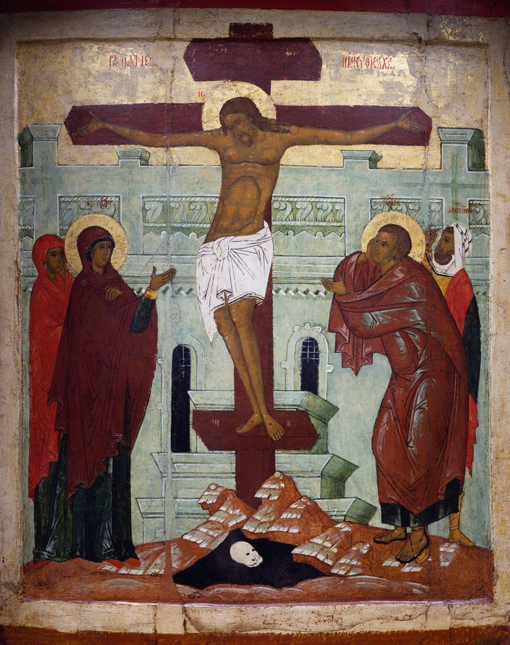 Korsfestelse, ikon fra Novgorod (tempera på tre) av School Russian