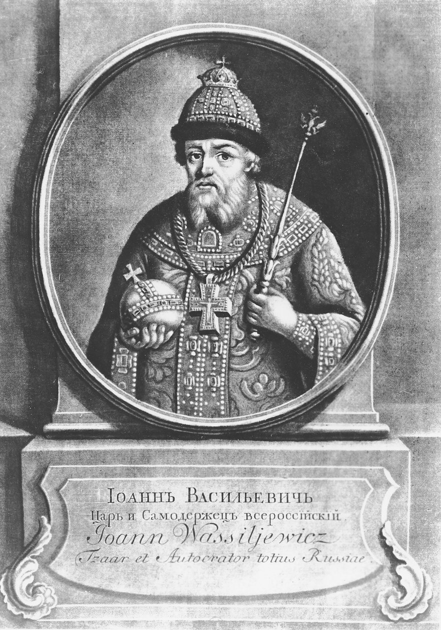 Ivan IV den grusomme, tsar av Russland (litho) av School Russian