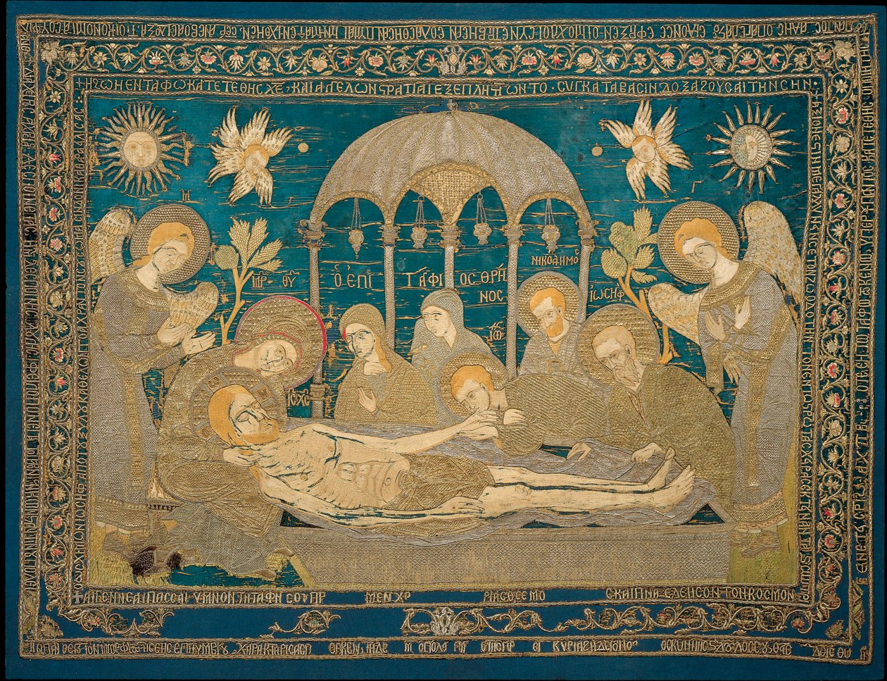 The Entombment - Ullbroderi av en anonym russisk forfatter av School Russian