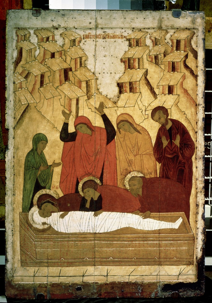 ""Begravelsen"" Russisk ikon. Tempera på tre fra slutten av 1400-tallet. Statens Tretyakov-galleri, Moskva av School Russian