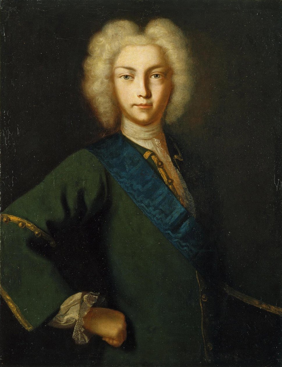 Peter II av Russland - Portrett av tsaren Peter II av Russland (1715-1730) av Anonymous av School Russian
