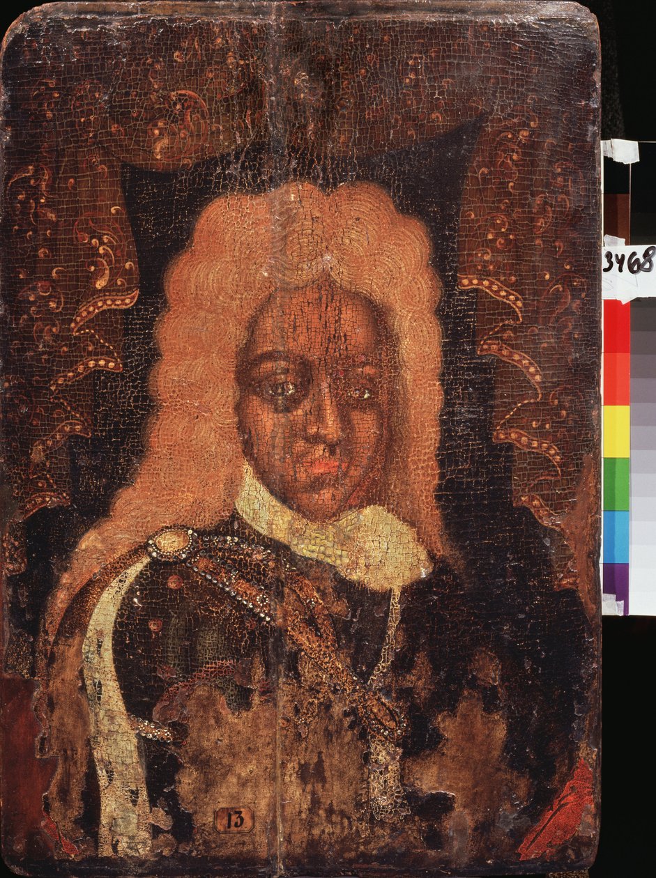 Portrett (Parsuna) av Tsarevich Alexis Petrovitch (1690-1718). Maleri av en russisk mester, tempera på tre, tidlig 1700-tall. Tradisjonell russisk kunst av School Russian