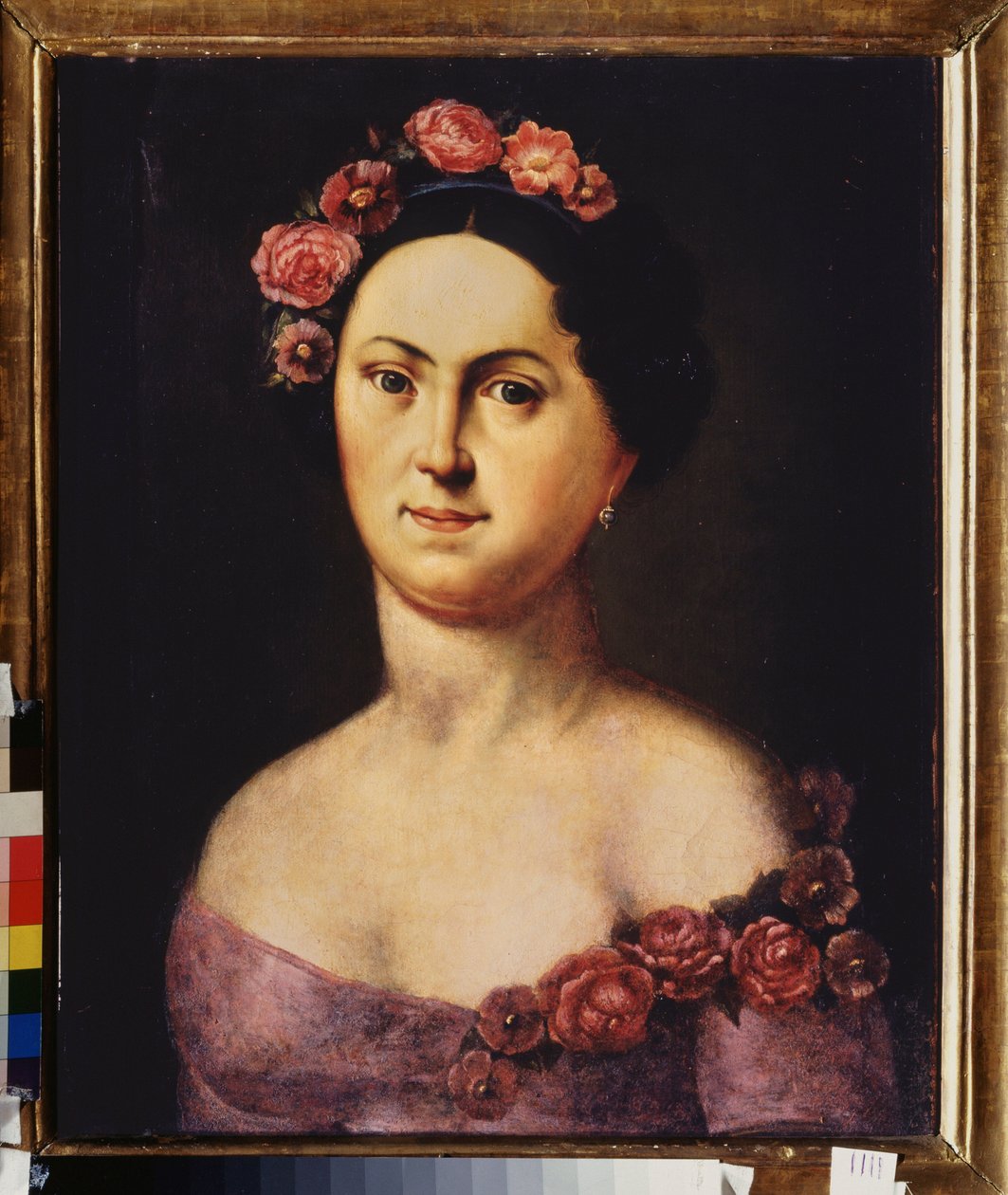Portrett av ballerinaen Avdotia Istomina (1799-1848), i Flora. Anonymt maleri, olje på lerret, ca 1830. Russisk kunst av School Russian
