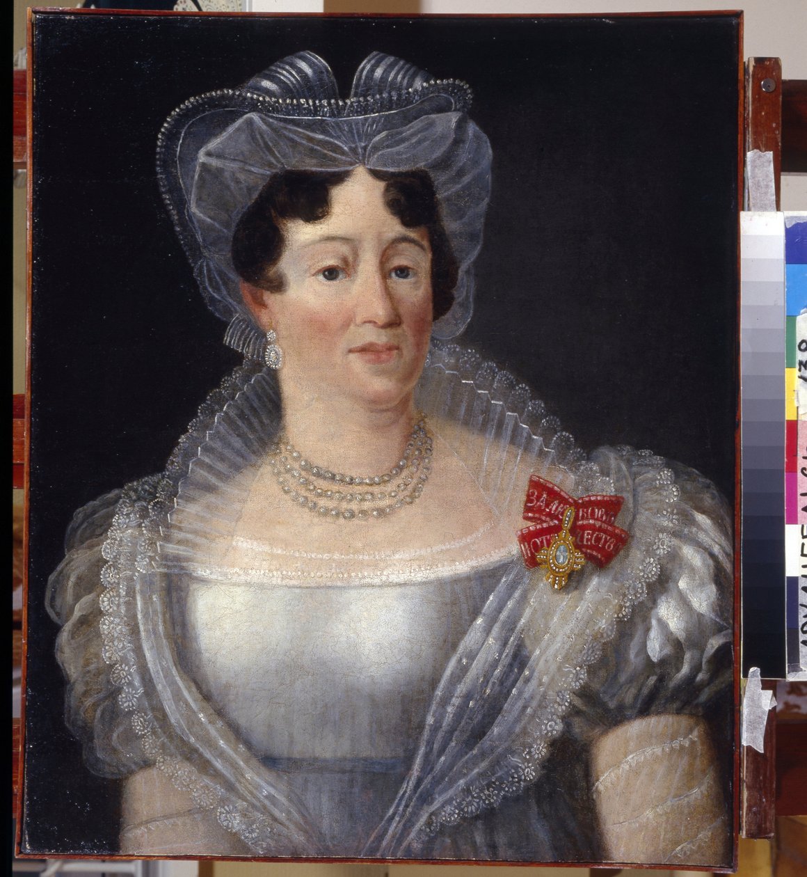 Portrett av grevinne Yelizaveta Fyodorovna Musina-Pushkina (Musina Pushkina) (Musin Pushkin) (Musin-Pushkin) (1758-1835). Anonymt maleri, olje på lerret 1801. Russisk kunst av School Russian