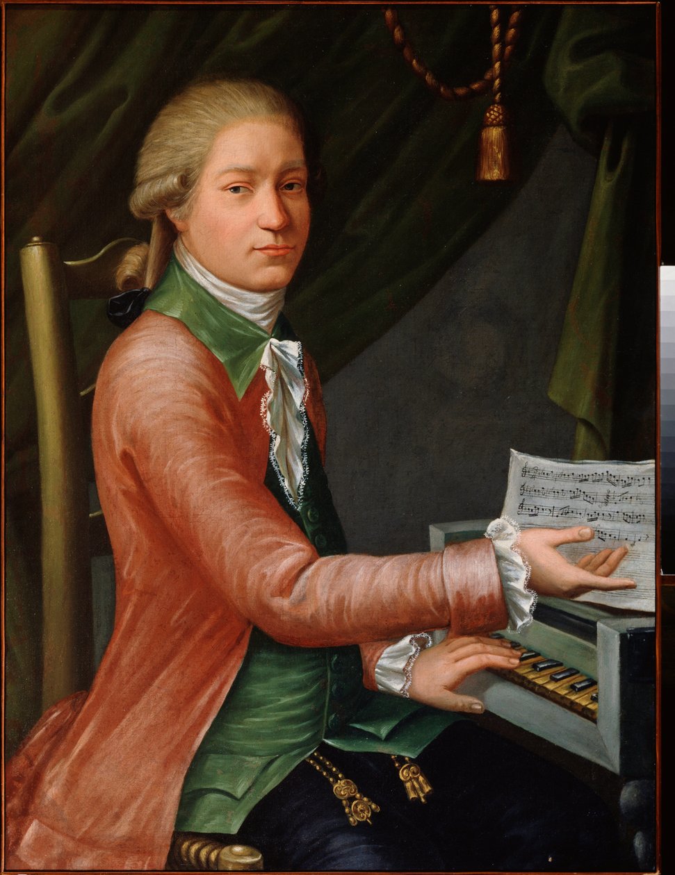 Portrett av komponisten Yevstigney Fomin (1761-1800). Maleri av en russisk mester, olje på lerret, ca 1780. Russisk kunst av School Russian