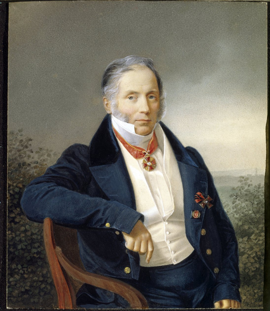Portrett av maleren Alexander Sauerweld (1782-1844). (Portrett av maleren A. Sauerweld). Anonymt maleri, olje på lerret, debut 1800-tallet. russisk kunst av School Russian