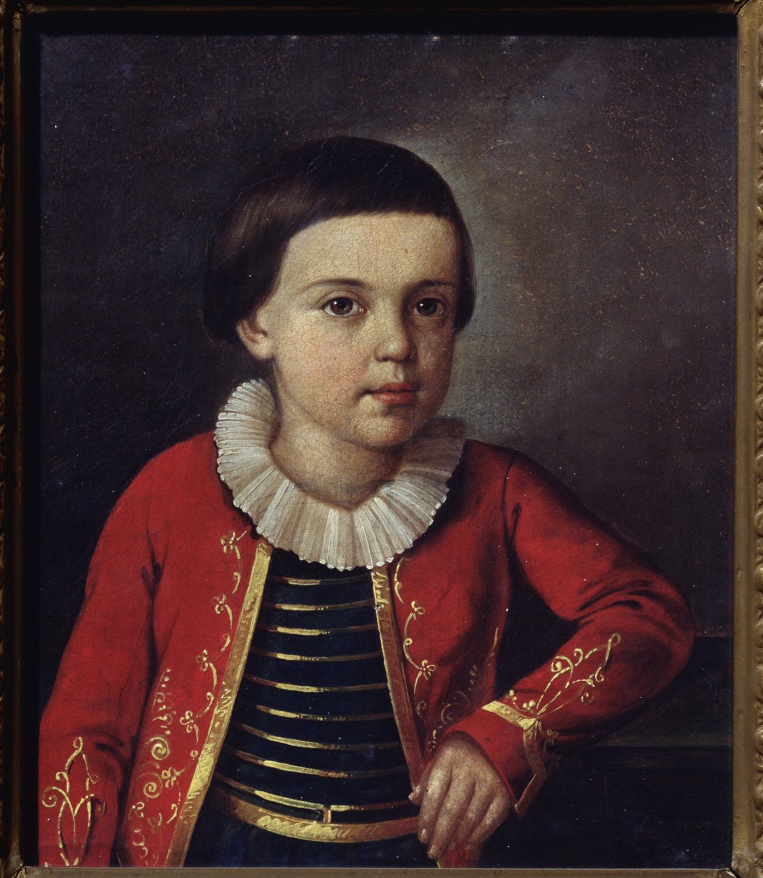 Portrett av poeten Mikhail Lermontov (1814-1841), som barn. Maleri av en russisk mester, olje på lerret av School Russian