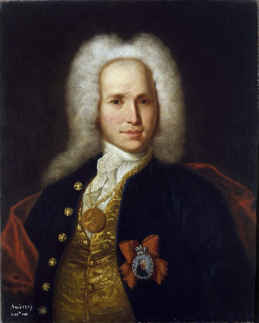 Portrett av vitenskapsmannen, militæringeniøren og oppfinneren Andrey Nartov (1683-1756). (Portrett av vitenskapsmannen, militæringeniøren og oppfinneren A. Nartov). Anonymt maleri, olje på lerret, ca 1725. Russisk kunst av School Russian