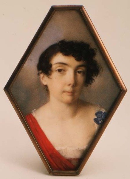 Portrett av Anna Mikhailovna Khitrovo (1782-1846), ca. 1802 (akvarell og gouache) av School Russian
