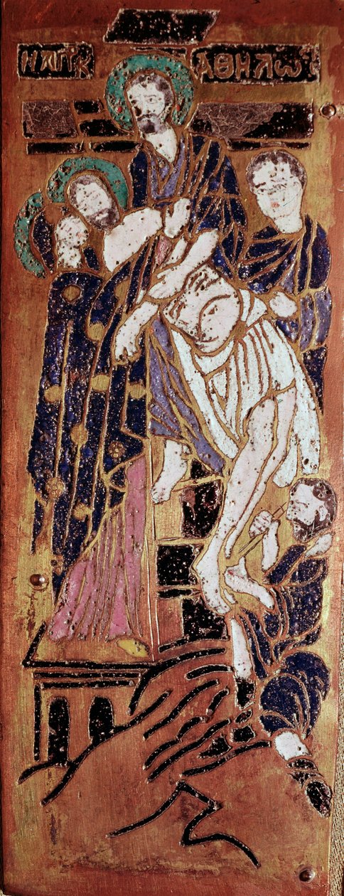 Russisk kunst, avsetningen, emalje fra det 16. århundre Madrid, Museo Lazaro Galdiano av School Russian