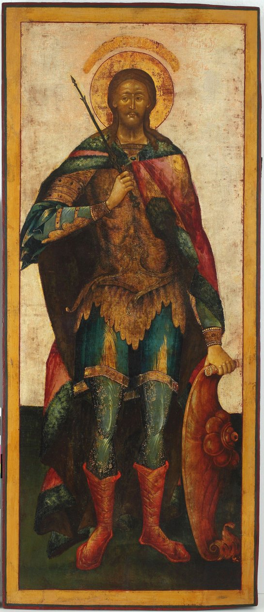 Saint Alexandre Nevski (1220-1263) - (Saint-Alexandre-Nevski) - Saint Alexander Nevsky - russisk ikon. Tempera på panel, andre halvdel av 1700-tallet. Dimensjon : 142,5x61 cm Ikonen Museum Recklinghausen av School Russian