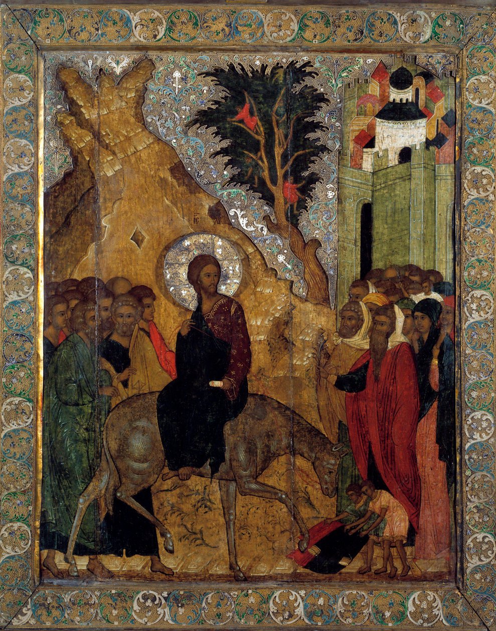 The Enrollment of Christ in Jerusalem Russisk ikon av 1560. Moskva, Kreml-museene. av School Russian