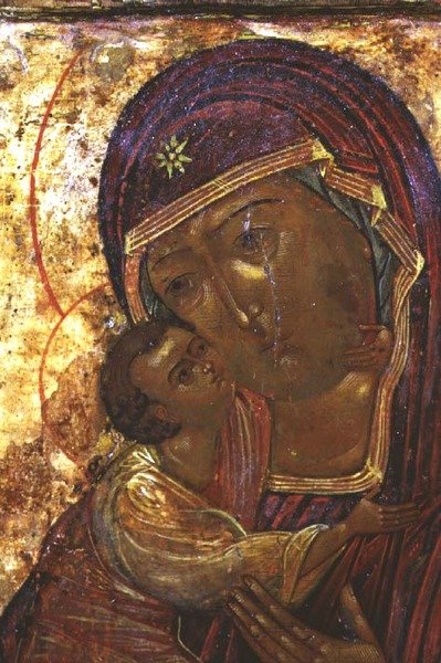The Mother of God Theodorovskaya, ikon, sent på 1500-tallet (tempera på panel) av School Russian